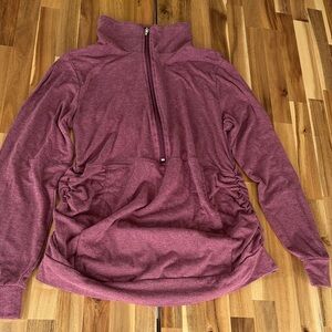 Ginkana Half-zip Maternity Pullover in Heathered Burgundy